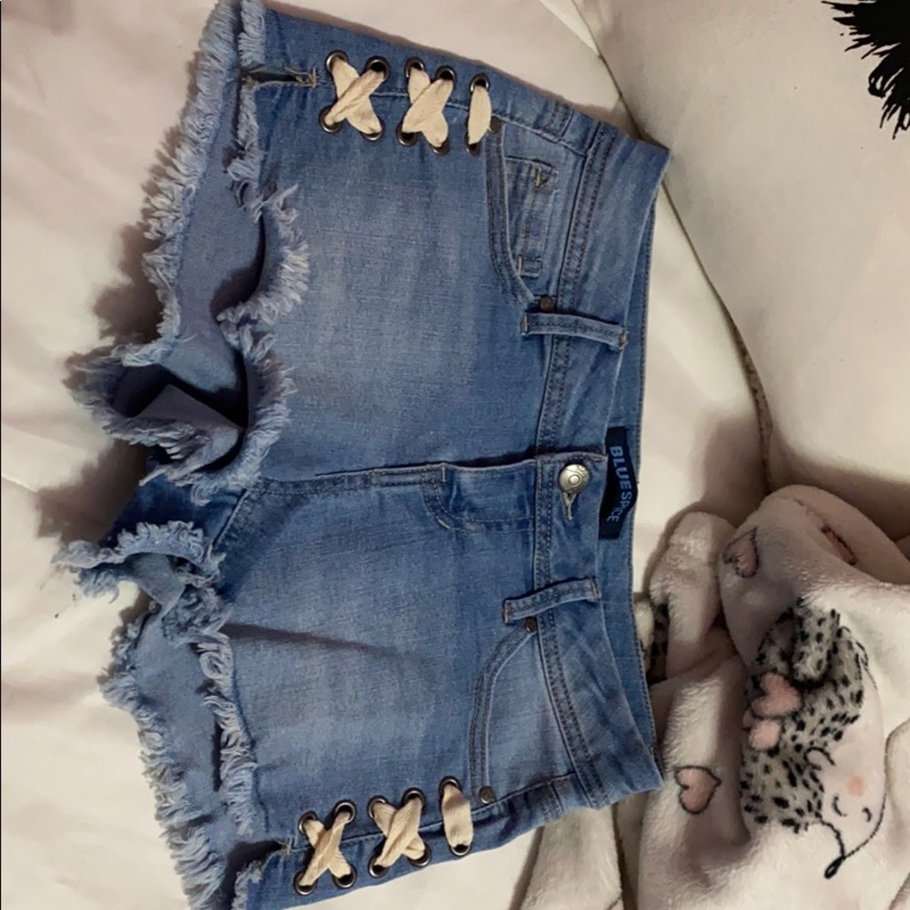 Blue low rise shorts